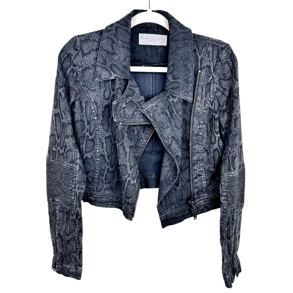 Stella McCartney Moto Biker Jacket SZ 38 US 4/6 Like New Black/Gray - Picture 1 of 16